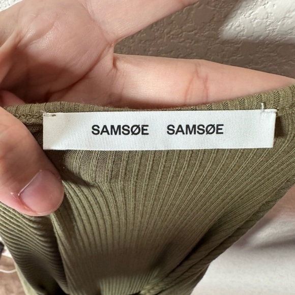 Samsoe Samsoe Patty Rib Long Sleeve Dress Covert Green - Picture 5 of 10